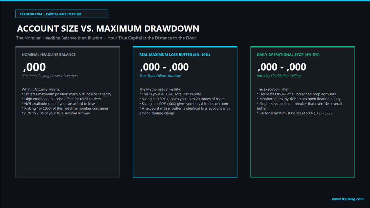 Prop Firm Account Size vs Maximum Drawdown Real Risk Capital Buffer www.tradeog.com