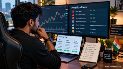 Indian trader reviewing prop firm rules, drawdown limits, payout terms and challenge conditions
