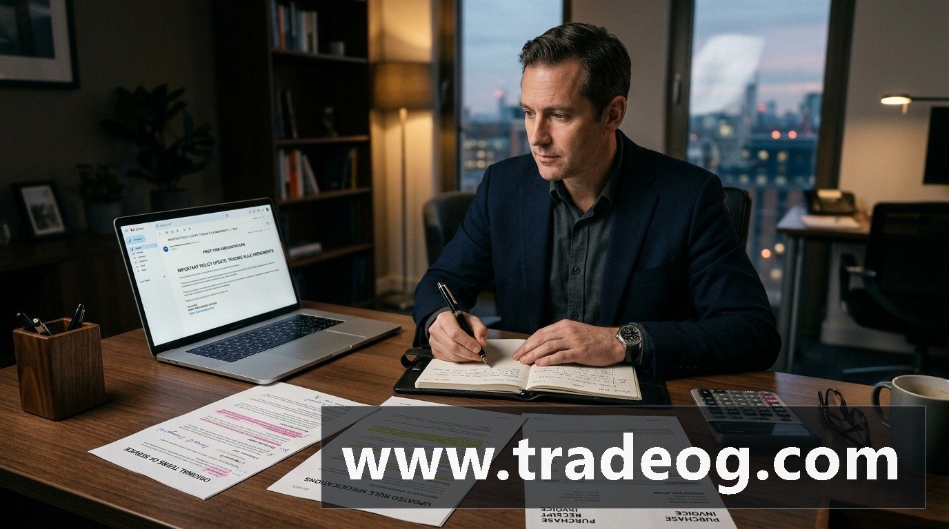 Trader documenting original and updated prop firm rules after a policy change
