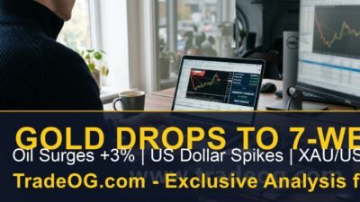 Gold drops 3.3 percent to 7-week low near 4146 as crude oil surges and US dollar index spikes