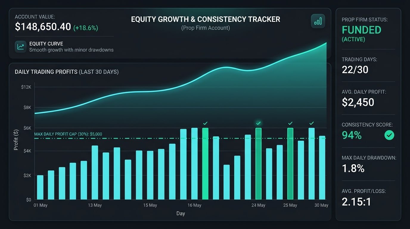 Prop Firm Consistency Rules Explained Equity and Profit Tracker Dashboard