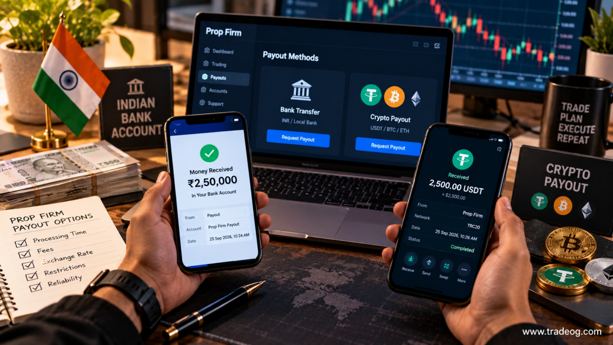 Realistic comparison of prop firm payout to an Indian bank account versus crypto