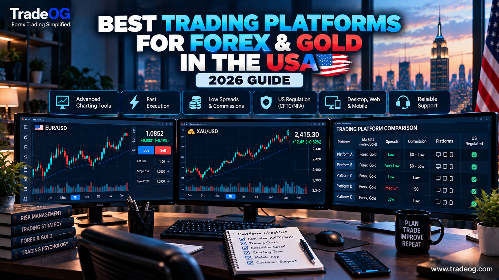 Best trading platforms for forex and gold in the USA comparing forex brokers, gold futures, charts, costs and regulation