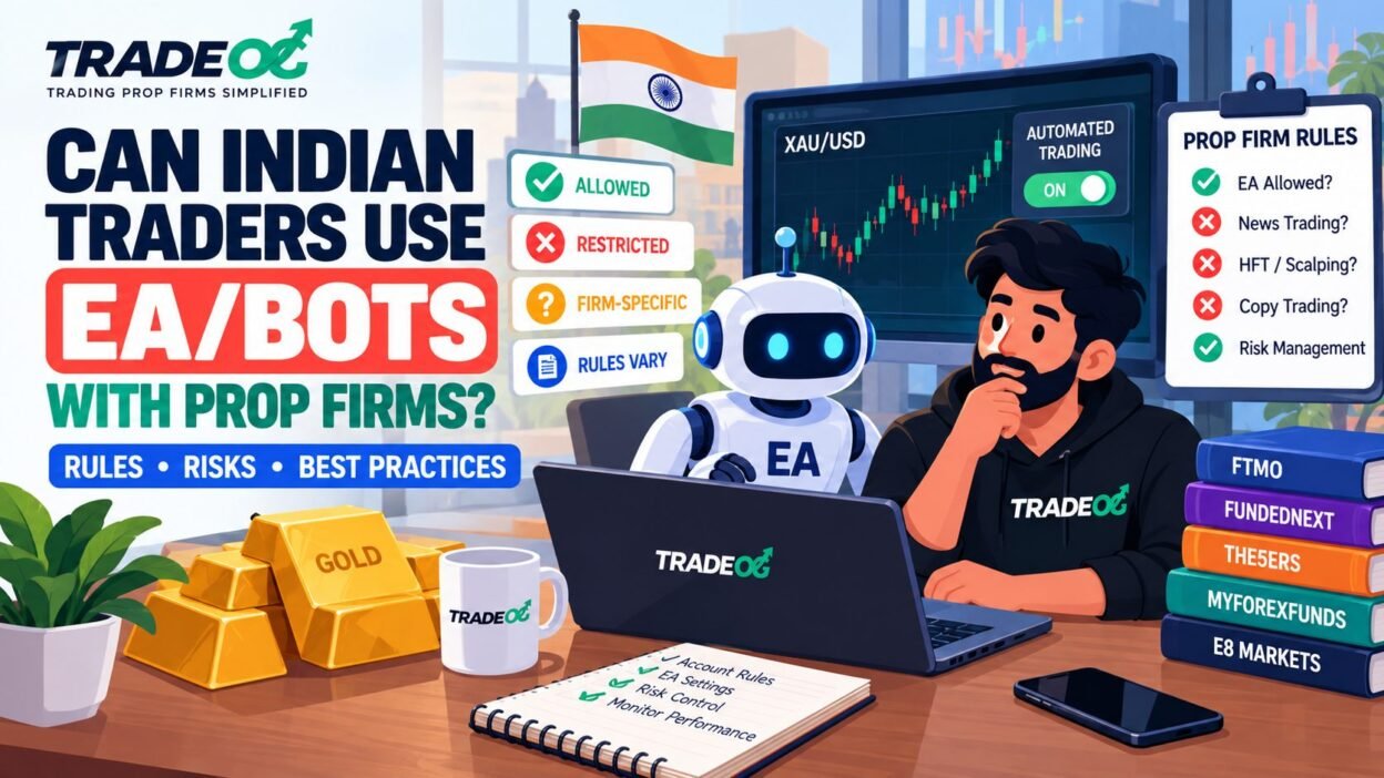 Can Indian traders use EA bots with prop firms showing automated XAUUSD trading and prop firm rules