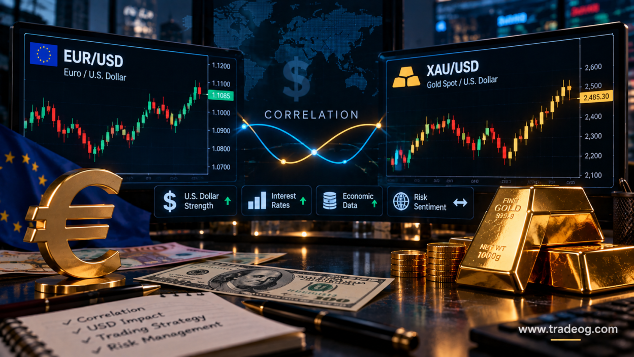 EUR/USD and XAU/USD gold correlation trading analysis for traders