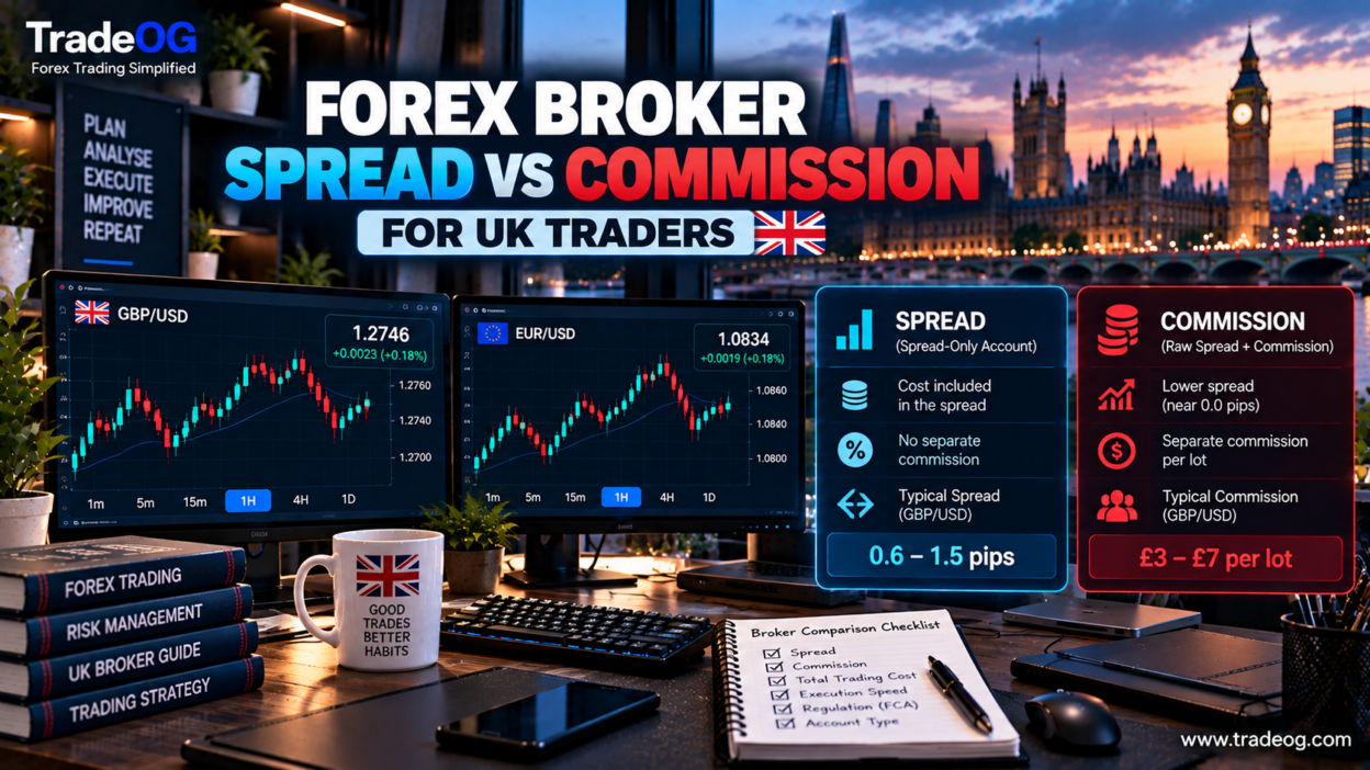 Forex broker spread vs commission for UK traders comparing spread-only and raw-spread accounts
