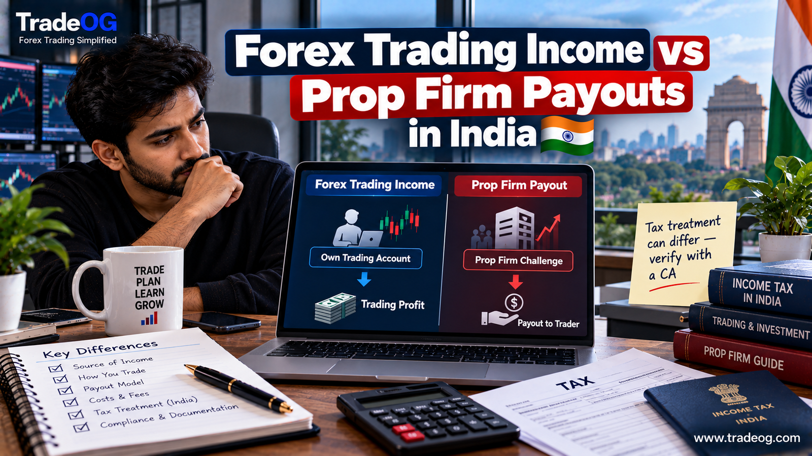 Comparison of forex trading income and prop firm payouts for Indian traders