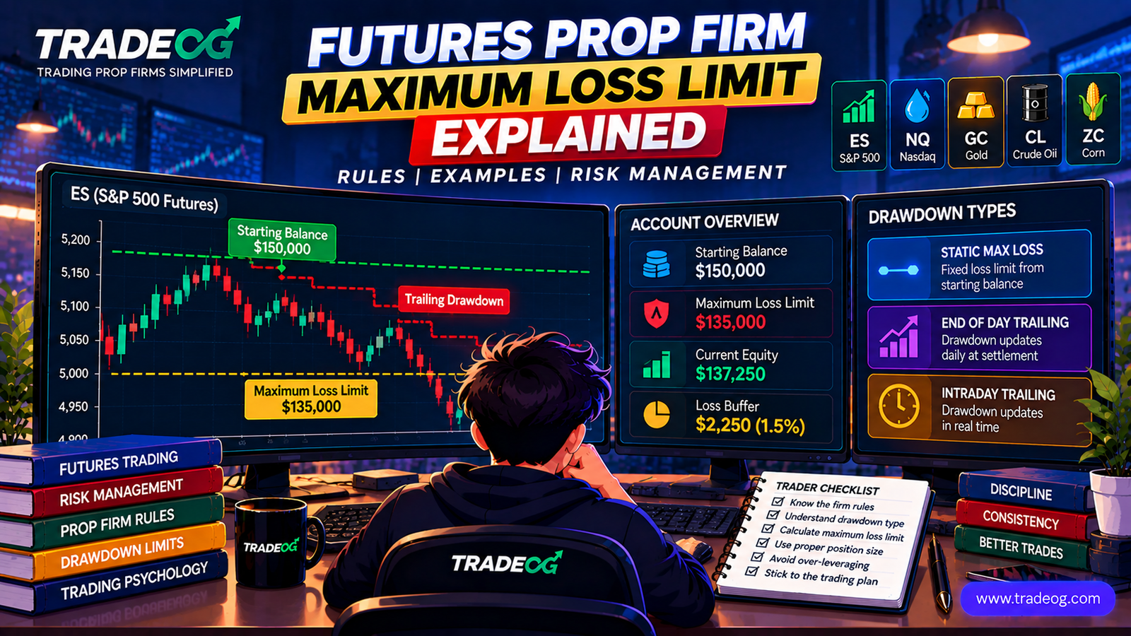 Futures prop firm maximum loss limit explained with static and trailing drawdown rules