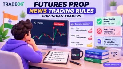 3D pastel illustration showing futures prop news trading rules for Indian traders