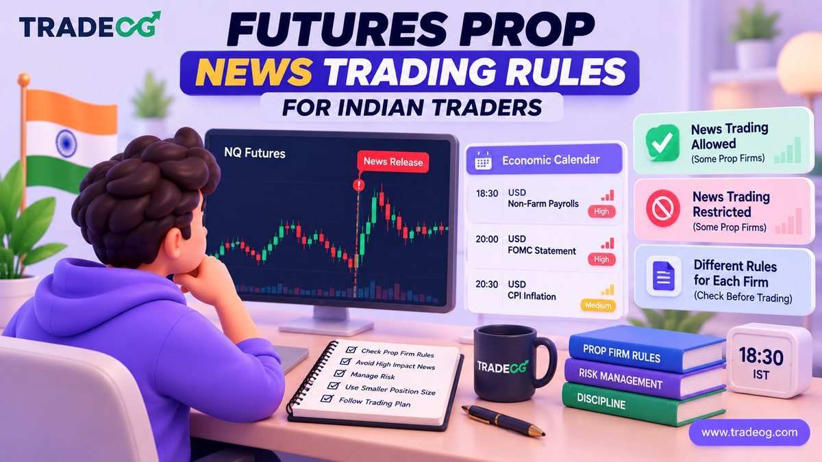 3D pastel illustration showing futures prop news trading rules for Indian traders