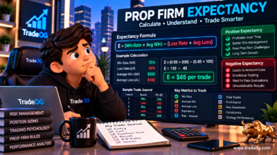 3D illustration explaining how to calculate prop firm trading expectancy