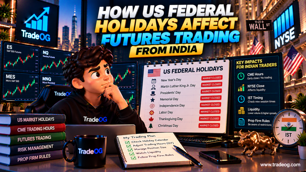 3D illustration showing how US federal holidays affect futures trading from India