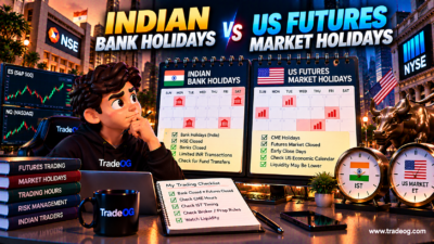3D illustration comparing Indian bank holidays with US futures market holidays for Indian traders