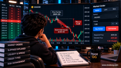 Trader seeing one market price while a market order fills at a different price because of slippage, liquidity and rapid price movement