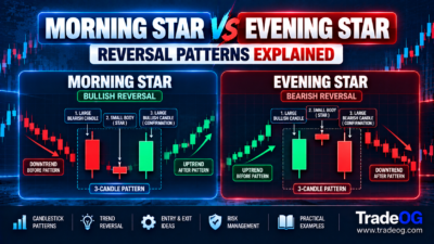 Morning Star and Evening Star candlestick reversal patterns explained