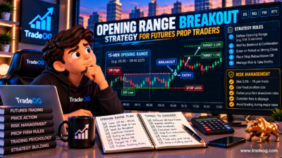 3D illustration showing an opening range breakout strategy for futures prop traders