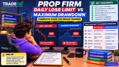 3D TradeOG infographic comparing prop firm daily loss limit and maximum drawdown