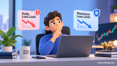 3D illustration explaining daily loss limit versus maximum loss limit for prop firm traders