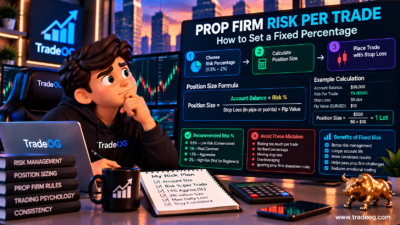 3D illustration explaining how to set fixed percentage risk per trade in prop trading