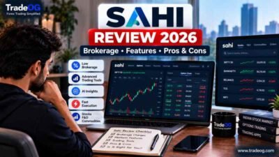 Sahi Review 2026 showing brokerage, trading features, charts, options and pros and cons