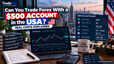 Can you trade forex with a $500 account in the USA showing risk, position size, spread, commission and margin examples