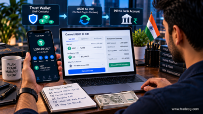 Indian trader converting USDT from Trust Wallet to INR and transferring rupees to an Indian bank account