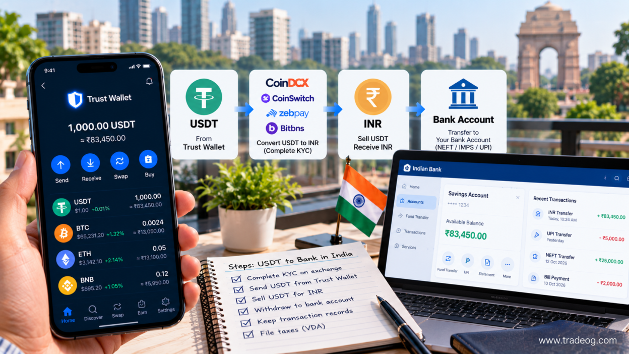 Trust Wallet USDT to Indian bank account complete process from USDT to INR