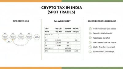 Crypto tax record spreadsheet showing USDT transactions and Indian tax reporting fields