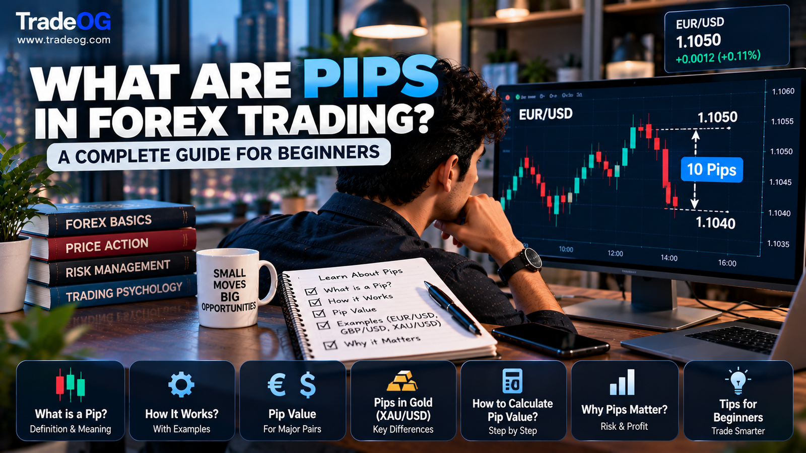 What are pips in forex trading explained with pip value EUR USD and beginner examples