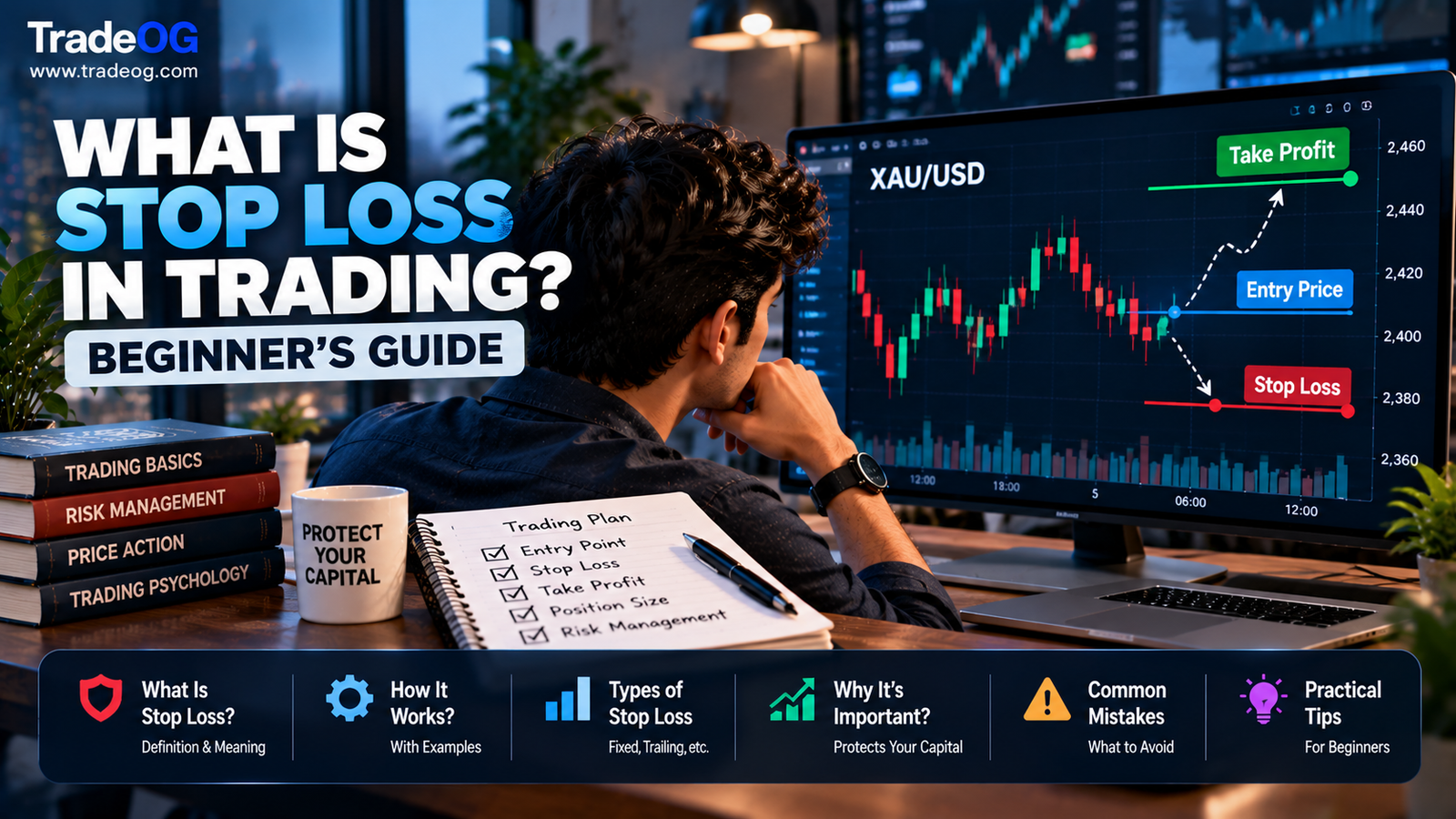What is stop loss in trading explained for beginners with entry stop loss and take profit levels