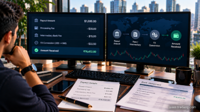 Trader reviewing why the amount received from a payout differs after fees and currency conversion