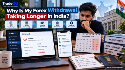 Forex withdrawal pending in India showing KYC, broker processing, payment provider and bank processing stages