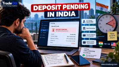 Indian trader checking a pending forex deposit with bank processing, UTR and payment gateway delays