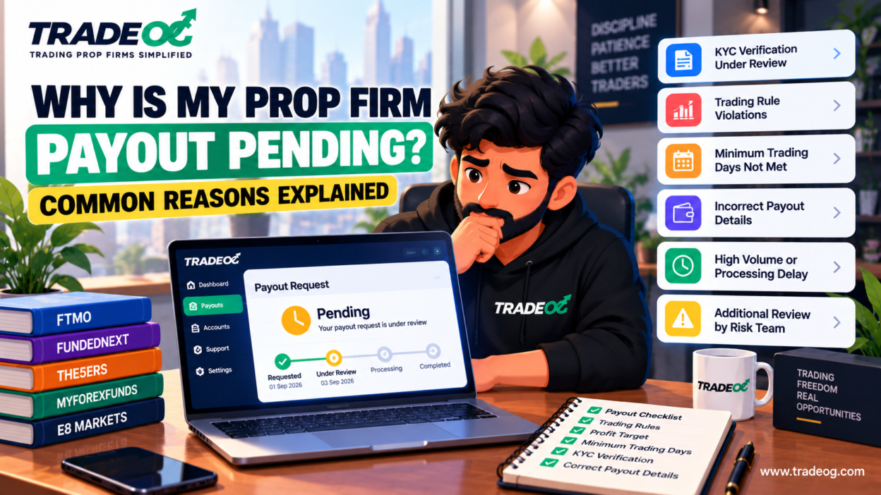 Why is my prop firm payout pending showing KYC review, trading rule checks and payout processing delays
