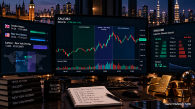 XAU/USD liquidity and trading volume during the London-New York overlap on a realistic trading desk