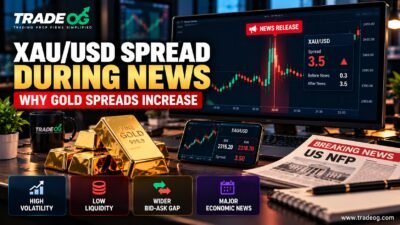XAU/USD spread widening during major economic news and gold price volatility