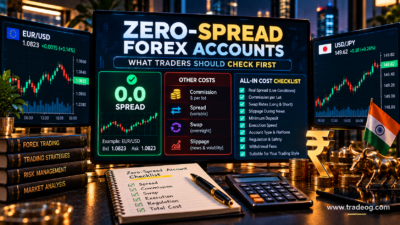 Zero-spread forex account checklist showing commission, spread, swap, slippage, execution and regulation costs
